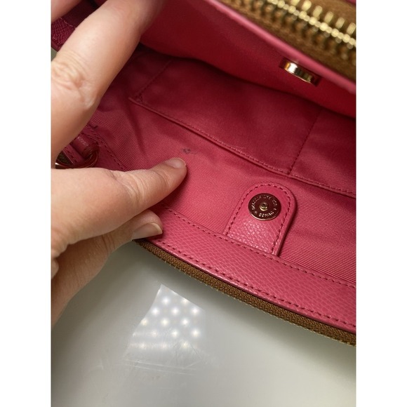Coach Mini Christie Brown Pebble Leather Pink Trim Pink Lining Zip F37762 - Picture 13 of 16